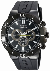 Invicta Watches : 19200 Black Dial Chronograph Date Black Polyurethane Men Watch