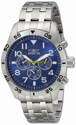 Invicta Watches : 19201 Blue Dial Stainless Steel Band Men Watch