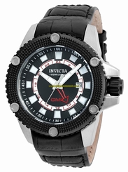 Invicta Watches : 19298 Black Dial GMT Date Black Leather Men Watch