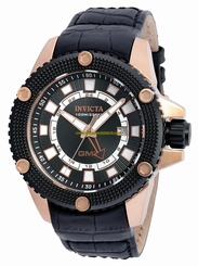 Invicta Watches : 19305 Black Dial GMT Date Black Leather Men Watch