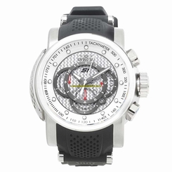 Invicta Watches : 19318 Silver Carbon Fiber Dial Chronograph Date Black Silicone Men Watch