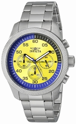 Invicta Watches : 19380 Yellow Dial Stainless Steel Band Men Watch