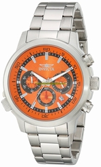 Invicta Watches : 19396 Orange Dial Stainless Steel Band Men Watch