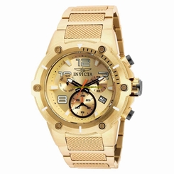 Invicta Watches : 19529 Champagne Dial Fixed Gold Ion-plated Band Men Watch
