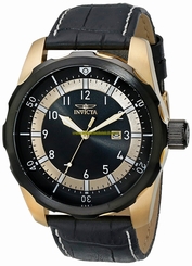 Invicta Watches : 19564 Quartz Black Dial Date Black Leather Men Watch