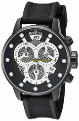 Invicta Watches : 19623 Black Dial Chronograph Date Black Polyurethane Men Watch