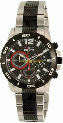 Invicta Watches : 19653SYB Black Dial Stainless Steel-plated Band Men Watch