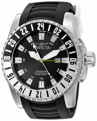 Invicta Watches : 19681 Black Dial Date Black Polyurethane Men Watch