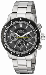 Invicta Watches : 19761 Black Dial Stainless Steel Band Men Watch