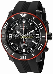 Invicta Watches : 19825 Quartz Chronograph Day Date Black Polyurethane Men Watch