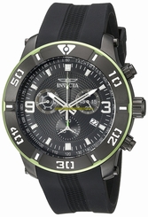 Invicta Watches : 19826 Quartz Chronograph Day Date Black Polyurethane Men Watch