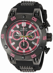Invicta Watches : 19852 Quartz Chronograph Day Date Black Polyurethane Men Watch
