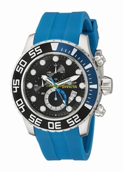 Invicta Watches : 19882 Black Dial Chronograph Date Blue Polyurethane Men Watch
