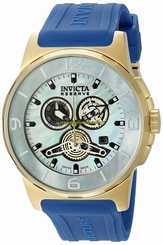 Invicta Watches : 19925 Quartz Chronograph Mother of Pearl Dial Blue Silicone Men Watch