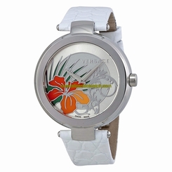 Versace Watches : 19Q99D1HI-S001 Silver Sunray With Orange Hibiscus Flower And Baro Quartz Women Watch
