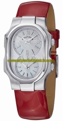 Philip Stein Watches : 1-CMOP-LR Quartz Analog Dual Time Red Leather Women Watch