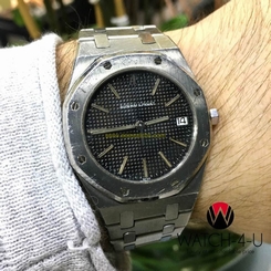 Audemars Piguet Royal Oak 36mm Quartz Steel Gray Waffle Dial Mens Watch
