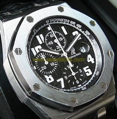 Audemars Piguet AP Royal Oak Offshore Chronograph Stainless Steel Black Leather