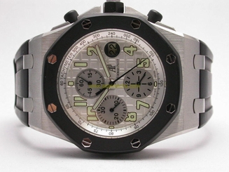 AUDEMARS PIGUET ROYAL OAK OFFSHORE AUTOMATIC CHRONOGRAPH SILVER GUILLOCHE DIAL