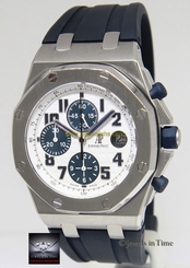 Audemars Piguet Royal Oak Offshore Steel White/Blue Watch Box/Papers 26170ST