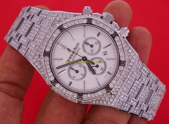 Unworn Audemars Piguet Royal Oak Chronograph 41 mm Watch Iced Out 25 Ct Diamonds