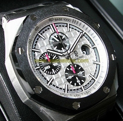 *NEW* AP AUDEMARS PIGUET ROYAL OAK OFFSHORE CHRONOGRAPH SS SILVER BLACK RUBBER