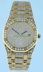 Audemars Piguet Royal Oak $154,900.00 ALL Diamond 18k Yellow Gold 33mm watch.