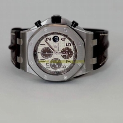 Royal Oak Offshore Ivory Dial Brown Alligator Leather Men's Watch 26470STOOA801C