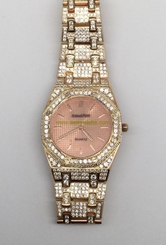 Audemars Piguet Royal Oak Quartz 33mm Yellow Gold Ful Diamonds Ladies Watch Date