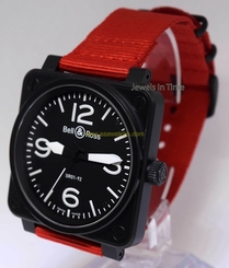 Bell & Ross Instrument Black Mens Watch Box/Papers + EXTRA STRAPS BR01-92-S