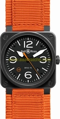BR-03-92-CARBON-ORANGE BELL & ROSS AVIATION NEW LIMITED EDITION MENS WATCH