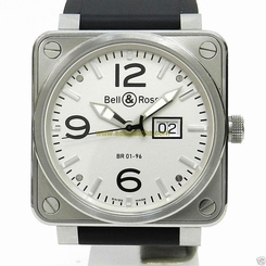 Auth BELL & ROSS "Aviation" BR01-96W SS x Rubber Automatic, Men's watch