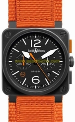 BR-03-94-CARBON-ORANGE BELL & ROSS AVIATION NEW LIMITED EDITION MENS WATCH