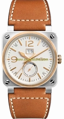 BR-03-90-STEEL-ROSE-GOLD BELL & ROSS AVIATION NEW GRANDE DATE MENS WATCH