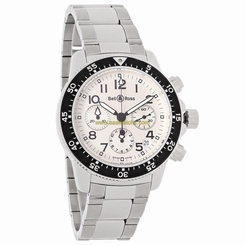 Bell & Ross Pilot Mens Swiss Chronograph Automatic Watch BR-PS-S-WH-BR