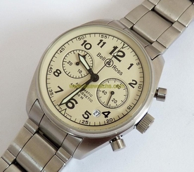 Bell & Ross BR126 Vintage Chronograph Watch Automatic Original Box & Manual Nice