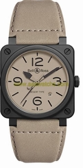 Bell & Ross Aviation BR 03 42mm Ceramic/Leather Men's Watch BR0392-DESERT-CE