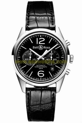 BELL & ROSS Vintage BR 126 Officer Black 41 MM Authentic- Box, Papers & Warranty