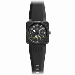 Bell And Ross BR01-ALTIMETER Mens Black Dial Mechanical Watch with Rubber Strap