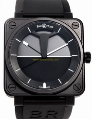 Bell Ross BR01 Horizon Auto PVD Steel Black Strap Mens Watch BR01-92-Horizon