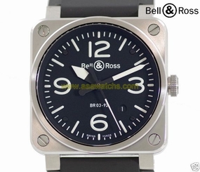 Auth BELL & ROSS Aviation BR03-92-S SS x Rubber Automatic Men's watch