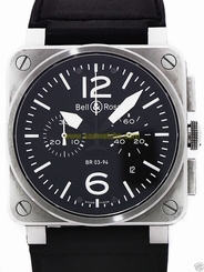 Auth BELL & ROSS Heritage Chronograph BR03-94B SS x Leather Automatic Men's