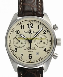 Pre-Owned Bell & Ross Juneba 126 SS/Leather Chrono Men's Automatic Wristwatch,MR