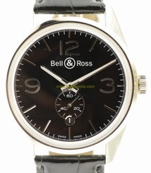 Bell & Ross BR-123-95 Officer Collection Black Automatic Mens Watch on Leather