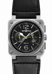 BR-03-94-STEEL BELL & ROSS AVIATION BRAND NEW & AUTHENTIC CHRONOGRAPH WATCH