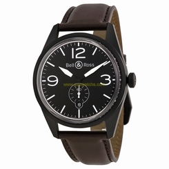 Bell and Ross Vintage Automatic Black Dial Black Dial Brown Leather Mens Watch