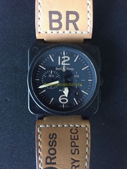 Bell & Ross Aviation BR0394 Heritage Carbon Chronograph Black Dial Watch 845960024143