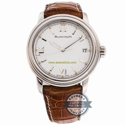 Blancpain Leman Date 2100-1127-53 Auto 38mm Steel White Dial Mens Strap Watch