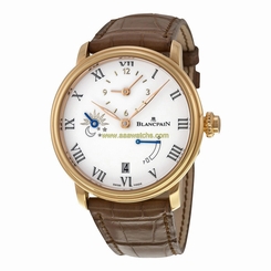 Blancpain Villeret Half Timezone Automatic White Dial 18kt Rose Gold Mens Watch 845960065092