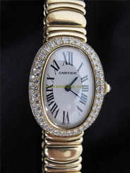 Cartier 18KT Yellow Gold Mini Baignoire Diamond Model 1954 Ladies Quartz Watch